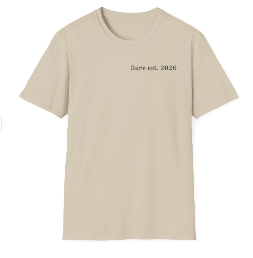 Rare est. 2026 T-Shirt | Minimal Chest Text Tee